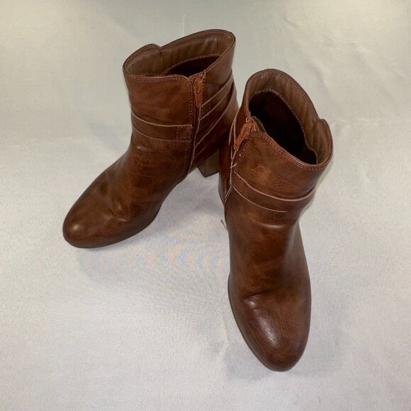 Frye & Co - Indiana Heeled Stacked Leather Ankle Boots Brown Women's Size 8M New - Picture 2 of 15